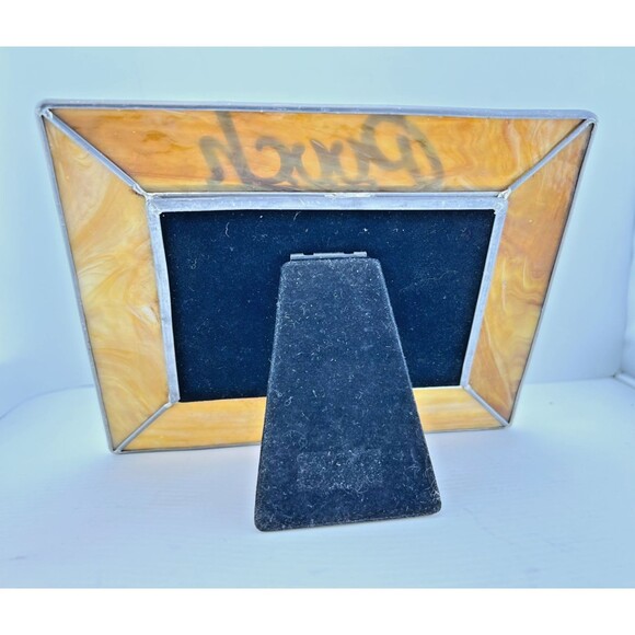 Vtg Carr Stained Glass Dog Picture Frame Pooch 3.5” X 5” Photo Brown White Gift - Picture 4 of 7